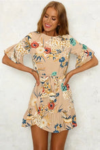 Load image into Gallery viewer, Ruffled sleeves printed short dress - Secret Apparel
