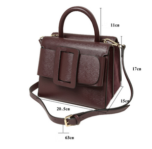 Buckle Crossbody Leather Handbag - Secret Apparel