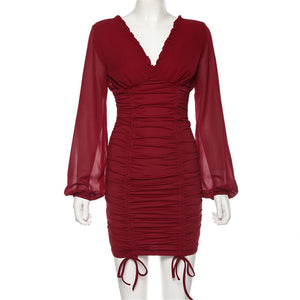 V-Neck Bodycon Dress - Secret Apparel