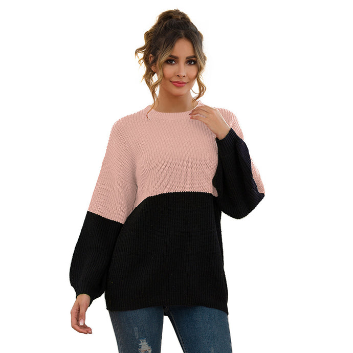 Colour Block  Loose Jumper Top - Secret Apparel