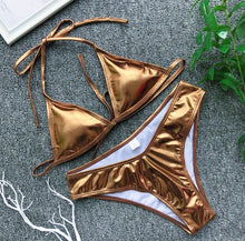 Load image into Gallery viewer, Shiny Two-piece Bikini Set - Secret Apparel
