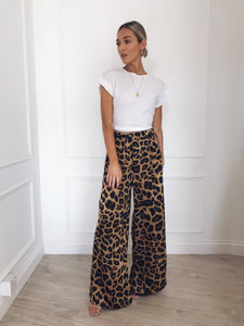 Animal Print Wide Leg Pants - Secret Apparel