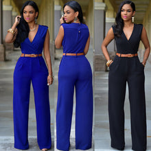 Load image into Gallery viewer, Sleeveless Plunge Neck Wide Leg Jumpsuit - Secret Apparel
