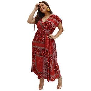 Plus size Printed Maxi Dress - Secret Apparel