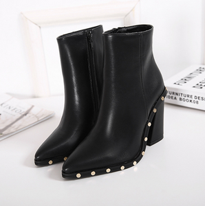 Ankle High Heel Black Boots - Secret Apparel