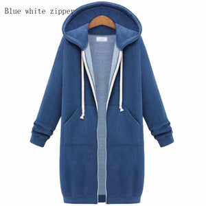 Hooded Long Sleeve Sweater Fleece Long Jacket - Secret Apparel