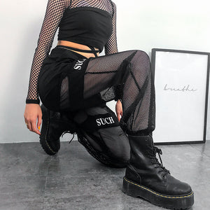 Mesh Hollow Hip-hop Trousers - Secret Apparel