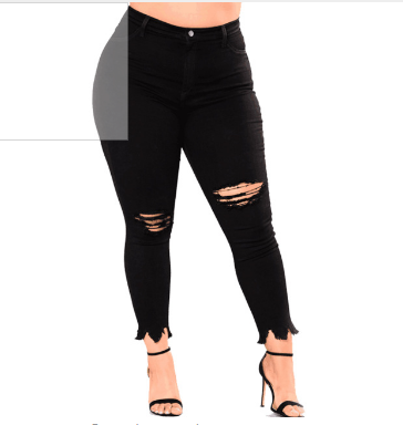 Plus Size Black Ripped Pants - Secret Apparel