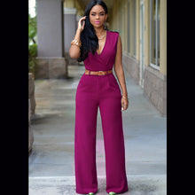 Load image into Gallery viewer, Sleeveless Plunge Neck Wide Leg Jumpsuit - Secret Apparel
