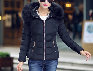 Fur Collar Cotton-Padded Short Jacket Women - Secret Apparel