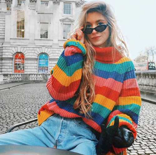 Colorful Striped Knitted Sweater - Secret Apparel