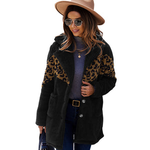 Warm Fur Animal Print Patch Coat - Secret Apparel