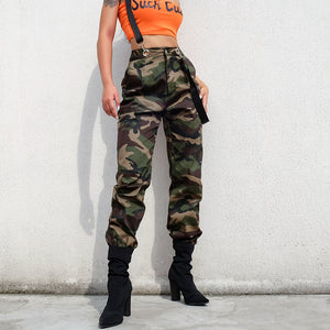 Camouflage Suspenders Cargo Pants - Secret Apparel