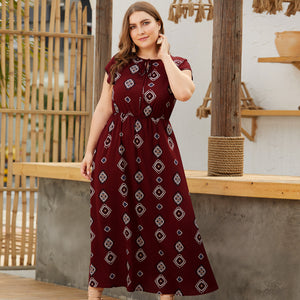 Plus Size Printed Maxi Dress - Secret Apparel