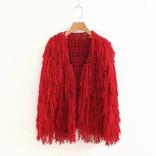 Load image into Gallery viewer, Fringed Openwork Knitted Cardigan Coat - Secret Apparel
