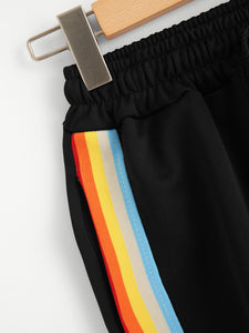 Women Rainbow Striped Elastic Shorts - Secret Apparel