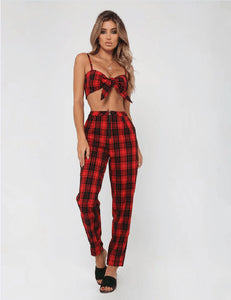 High Waist Check Pants - Secret Apparel