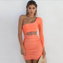 Load image into Gallery viewer, One off shoulder exposed navel bodycon dress - Secret Apparel
