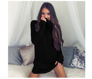 Knitted Turtleneck Short Dress - Secret Apparel