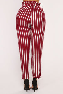 Striped High Waist Pants - Secret Apparel