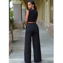 Load image into Gallery viewer, Sleeveless Plunge Neck Wide Leg Jumpsuit - Secret Apparel
