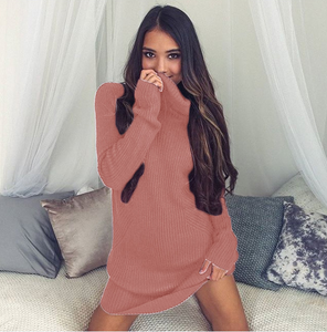 Knitted Turtleneck Short Dress - Secret Apparel