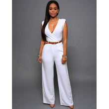 Load image into Gallery viewer, Sleeveless Plunge Neck Wide Leg Jumpsuit - Secret Apparel
