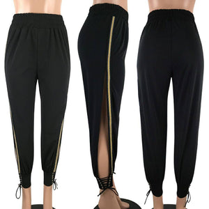 Black Side Slit Jasmine Trousers - Secret Apparel