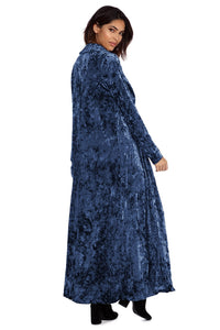 Crushed Velvet Long Overcoat - Secret Apparel