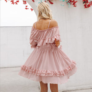 Off Shoulder Ruffled Mini Dress - Secret Apparel