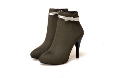 High Heel Suede Bow Boots - Secret Apparel