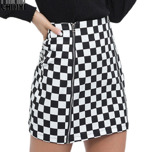 Plaid zipper slim bag hip skirt bottom - Secret Apparel