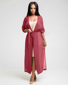 Long Sleeve Cardigan Chiffon Coat - Secret Apparel