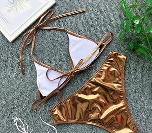 Shiny Two-piece Bikini Set - Secret Apparel