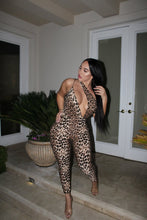 Load image into Gallery viewer, Animal Print Jumpsuit Plunged Neck. - Secret Apparel
