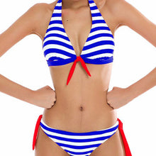 Load image into Gallery viewer, Stripped Split Bikini - Secret Apparel
