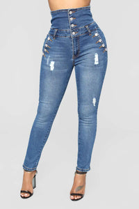 High Waist Skinny Jeans Pants - Secret Apparel