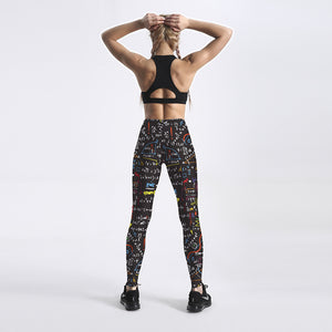 Digital Print Letter Fitness Leggings - Secret Apparel