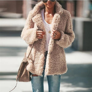 Long Sleeve Faux Fur Coat Jacket - Secret Apparel