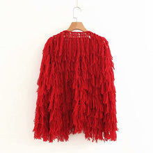 Load image into Gallery viewer, Fringed Openwork Knitted Cardigan Coat - Secret Apparel
