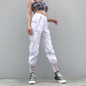 White Tie Lace Joggers - Secret Apparel