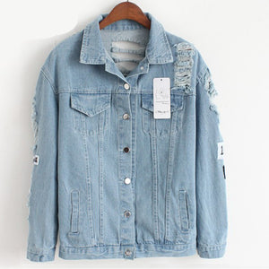 Denim Jacket Printed Patch Shirt - Secret Apparel