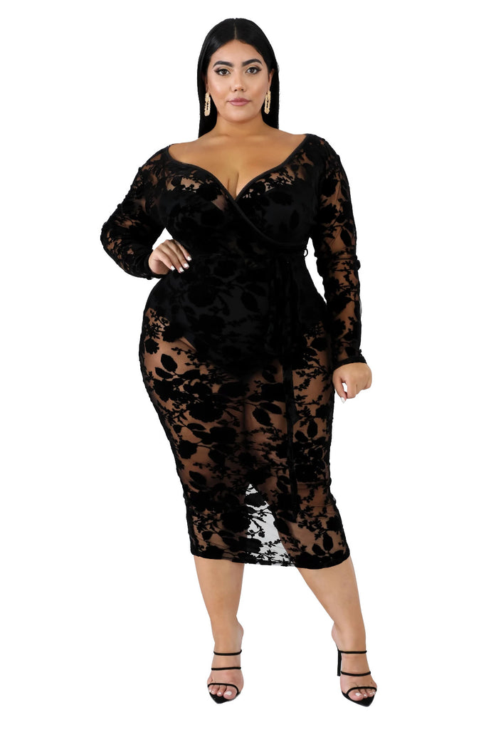 Lace Plus Size Black Dress - Secret Apparel