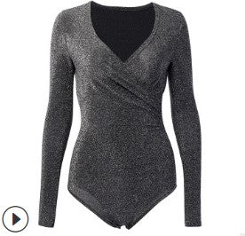 Long Sleeves V-Neck Bodysuit - Secret Apparel