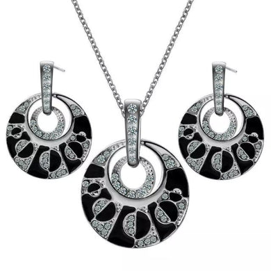 Silver Black Crystal Jewellery Set - Secret Apparel