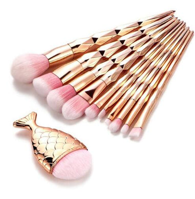 11Pcs Golden Fishtail Brush Set - Secret Apparel