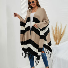 Load image into Gallery viewer, Striped Woollen Cape with Tassels - Secret Apparel
