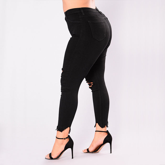 Plus Size Black Ripped Pants - Secret Apparel