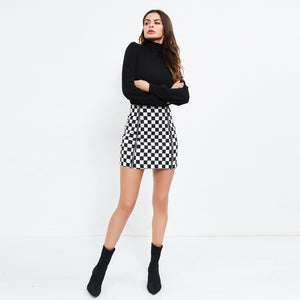 Plaid zipper slim bag hip skirt bottom - Secret Apparel