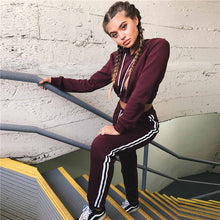 Load image into Gallery viewer, Women&#39;s Tracksuit 2 Piece Set Crop Top And Pants - Secret Apparel
